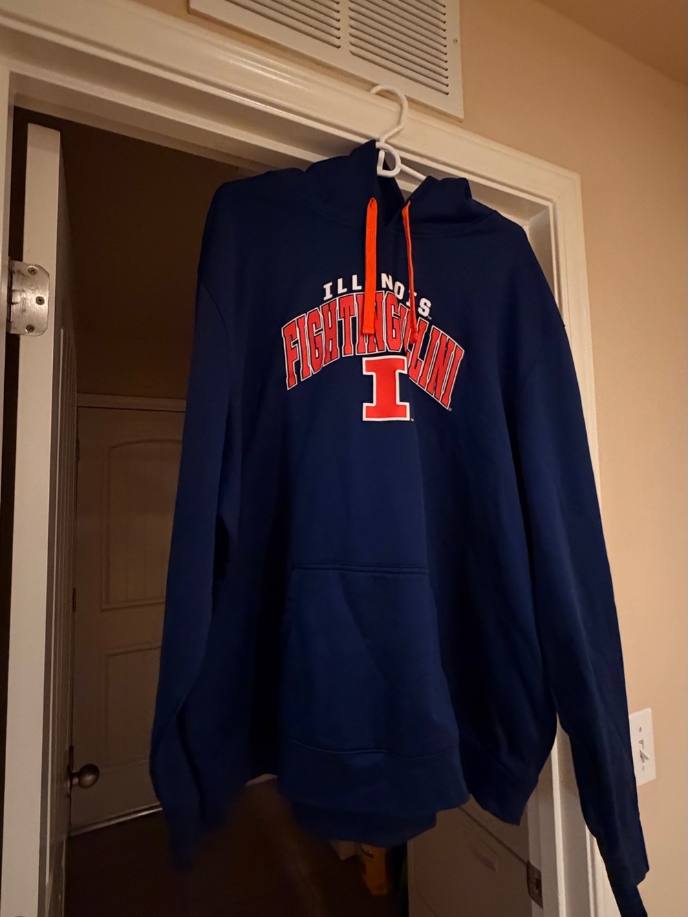 Fanatics Navy Crewneck Sweatshirt with Orange Logo and Drawstrings